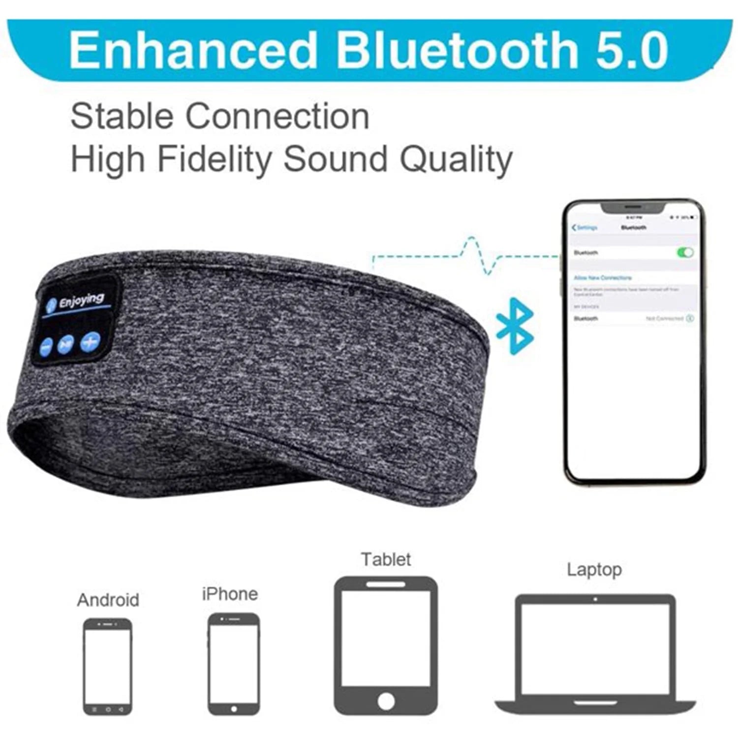 JXR True Wireless Bluetooth 5.2 On-Ear Headphone, Gray